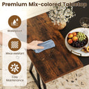 5-Piece Dining Room Set Industrial Rectangular Kitchen Table with 2 Benches and 2 Stools-Rustic Brown