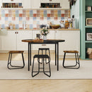 5-Piece Dining Set for 4 47 Inch Round Kitchen Table and 4 Stools-Brown