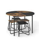 5-Piece Dining Set for 4 47 Inch Round Kitchen Table and 4 Stools-Brown
