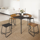 5-Piece Dining Set for 4 47 Inch Round Kitchen Table and 4 Stools-Brown