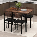 5-Piece Dining Table Set for 4 People Industrial Kitchen Table and 4 PU Leather Chairs-Brown