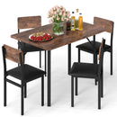 5-Piece Dining Table Set for 4 People Industrial Kitchen Table and 4 PU Leather Chairs-Brown