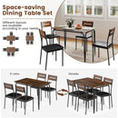 5-Piece Dining Table Set Industrial Rectangular Kitchen Table and 4 Armless Chairs-Rustic Brown