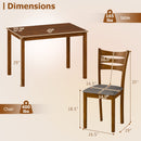 5-Piece Dining Table Set with Linen Fabric Upholstered Chairs and Solid Rubber Wood Frame for 4 People