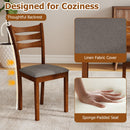 5-Piece Dining Table Set with Linen Fabric Upholstered Chairs and Solid Rubber Wood Frame for 4 People