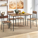 5-Piece Industrial Dining Table Set for 4 for Small Place Apartment-Brown