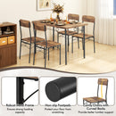 5-Piece Industrial Dining Table Set for 4 for Small Place Apartment-Brown