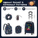 5 Piece Kids Luggage Set with Backpack  Neck Pillow  Name Tag  Lunch Bag-Dark Blue