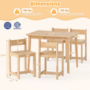 5-Piece Kids Table and Chairs Set Solid Rubber Wood Toddler Activity Table