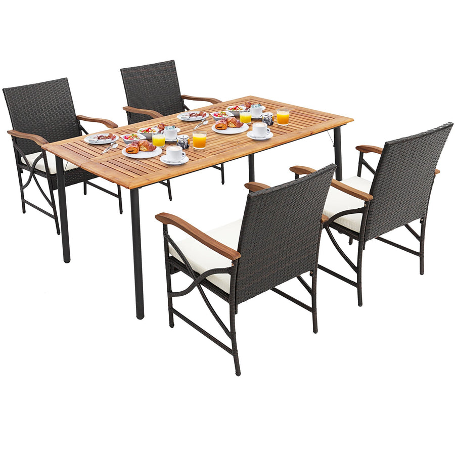 5/7-Piece Outdoor Dining Set with Acacia Wood Table