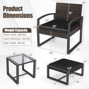 5-Piece Patio Conversation Set with 2 Ottomans and Tempered Glass Side Table