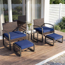 5-Piece Patio Conversation Set with 2 Ottomans and Tempered Glass Side Table