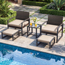 5-Piece Patio Conversation Set with 2 Ottomans and Tempered Glass Side Table