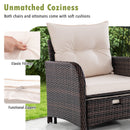 5 Piece Patio Conversation Set Outdoor Rattan Sofa Set with Coffee Table-Beige