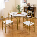5-Piece Round Dining Table Set with Storage Shelf for Dining Room