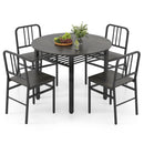 5-Piece Round Dining Table Set with Storage Shelf for Dining Room