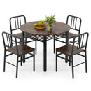 5-Piece Round Dining Table Set with Storage Shelf for Dining Room