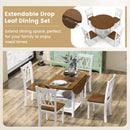 5 Piece Round Kitchen Dining Set with Drop Leaf Table Top