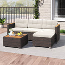 5-Piece Wicker Conversation Set Rattan Set with Cushions and Coffee Table-White