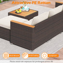 5-Piece Wicker Conversation Set Rattan Set with Cushions and Coffee Table-White