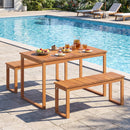 Outdoor Acacia Wood Dining Table with Slatted Tabletop for Garden