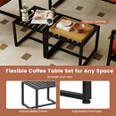 Set of 2 Metal End Tables with Slatted Tabletop-Black