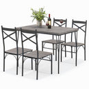 5 Pieces Dining Table Set with Metal Frame for Kitchen Dining Room-Gray