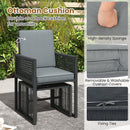 5 Pieces Outdoor Conversation Set with Removable Cushions for Backyard Porch-Gray