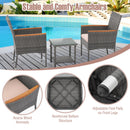 5 Pieces Patio Conversation Set with Soft Cushions and Ottomans-Beige