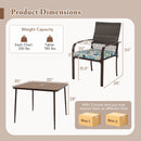 5 Pieces Patio Dining Set 4 Cushioned Rattan Armchairs and Square Table