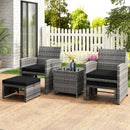 5 Pieces Patio Furniture Set PE Wicker Outdoor Lounge Chairs with 2 Ottomans