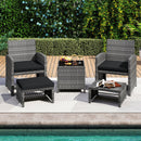 5 Pieces Patio Furniture Set PE Wicker Outdoor Lounge Chairs with 2 Ottomans