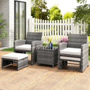5 Pieces Patio Furniture Set PE Wicker Outdoor Lounge Chairs with 2 Ottomans