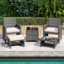 5 Pieces Patio Furniture Set PE Wicker Outdoor Lounge Chairs with 2 Ottomans