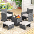 5 Pieces Patio Furniture Set PE Wicker Outdoor Lounge Chairs with 2 Ottomans