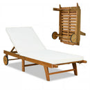 Adjustable Patio Chaise Lounge with Cushion and Wheels