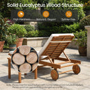 Adjustable Patio Chaise Lounge with Cushion and Wheels