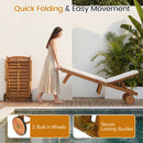 Adjustable Patio Chaise Lounge with Cushion and Wheels