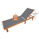 Adjustable Wood Chaise Lounge Chair with 5-Position Backrest