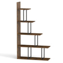 5-Tier Stepped Bookshelf 62" Tall with Metal Frame
