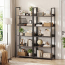 5-Tier Bookshelf Tall Wooden Open Bookcase with Back Panels