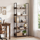 5-Tier Bookshelf Tall Wooden Open Bookcase with Back Panels