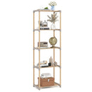 5-Tier Pine Wood Bookshelf with Open Shelves