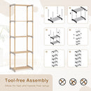5-Tier Pine Wood Bookshelf with Open Shelves