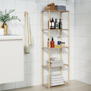 5-Tier Pine Wood Bookshelf with Open Shelves