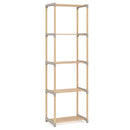 5-Tier Pine Wood Bookshelf with Open Shelves