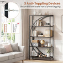 5-Tier Bookshelf with Half-Moon Shape for Living Room and Home Office