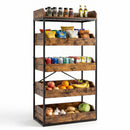 5-Tier Food Storage Rack with Pull-Out Drawers, Rustic Brown