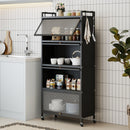 5-Tier Kitchen Storage Cabinet with Rolling Wheels - White
