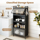 5-Tier Kitchen Storage Cabinet with Rolling Wheels - White